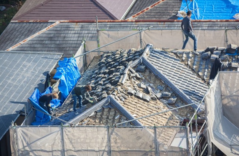 New roof framing construction — Tough Top Roofing repair work